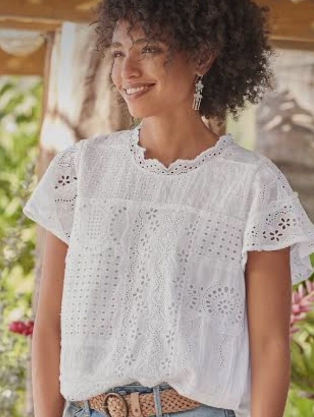 Sundance Nova Dreamer Eyelet Lace Patchwork Top M